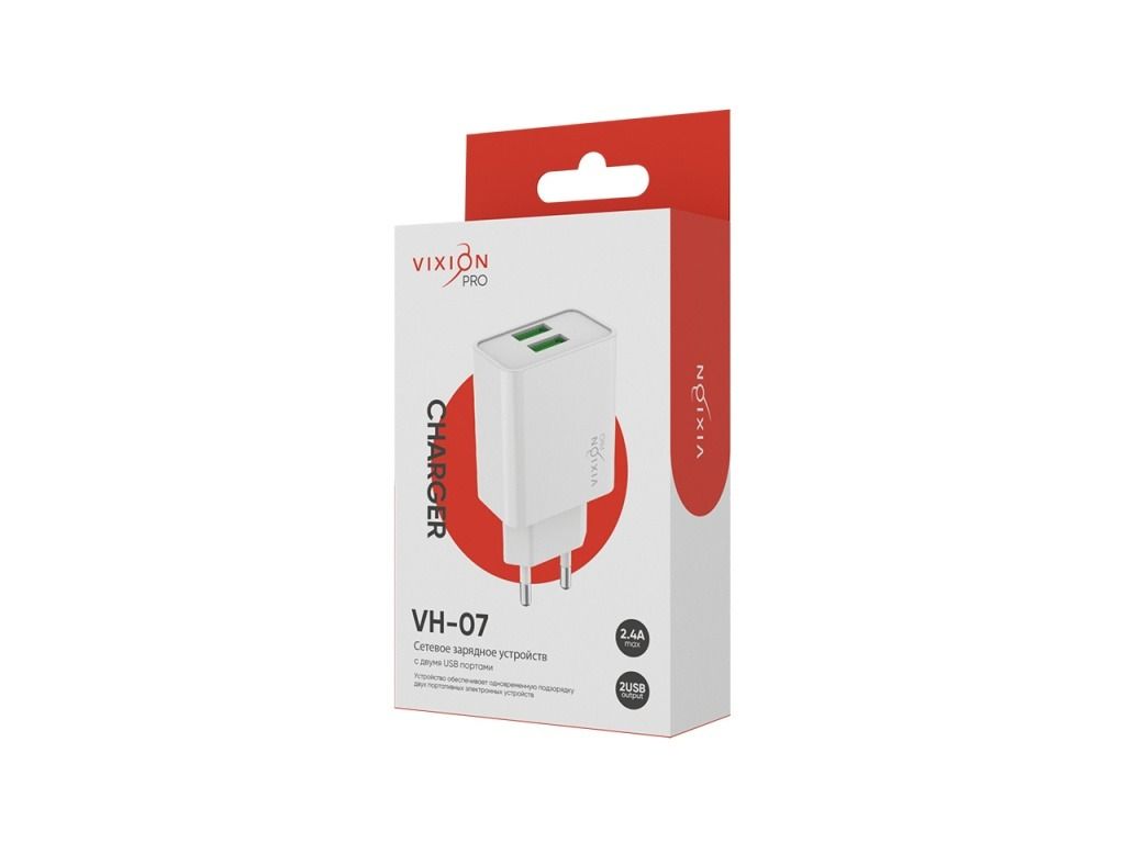 СЗУ Vixion VH-07 2.4A для USB PRO белый