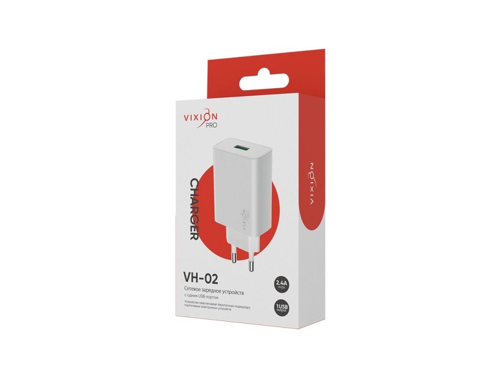 СЗУ Vixion VH-02 2.4A для USB PRO белый
