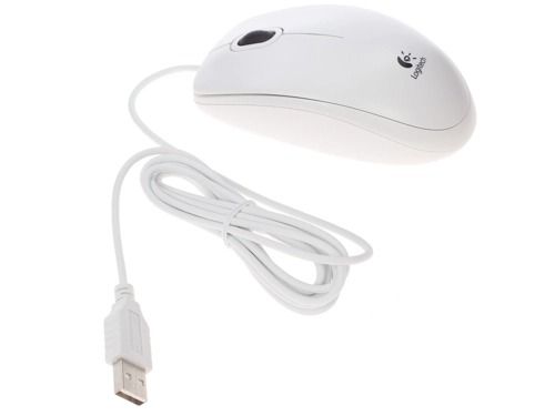 Мышь проводная LOGITECH B100 USB белый
