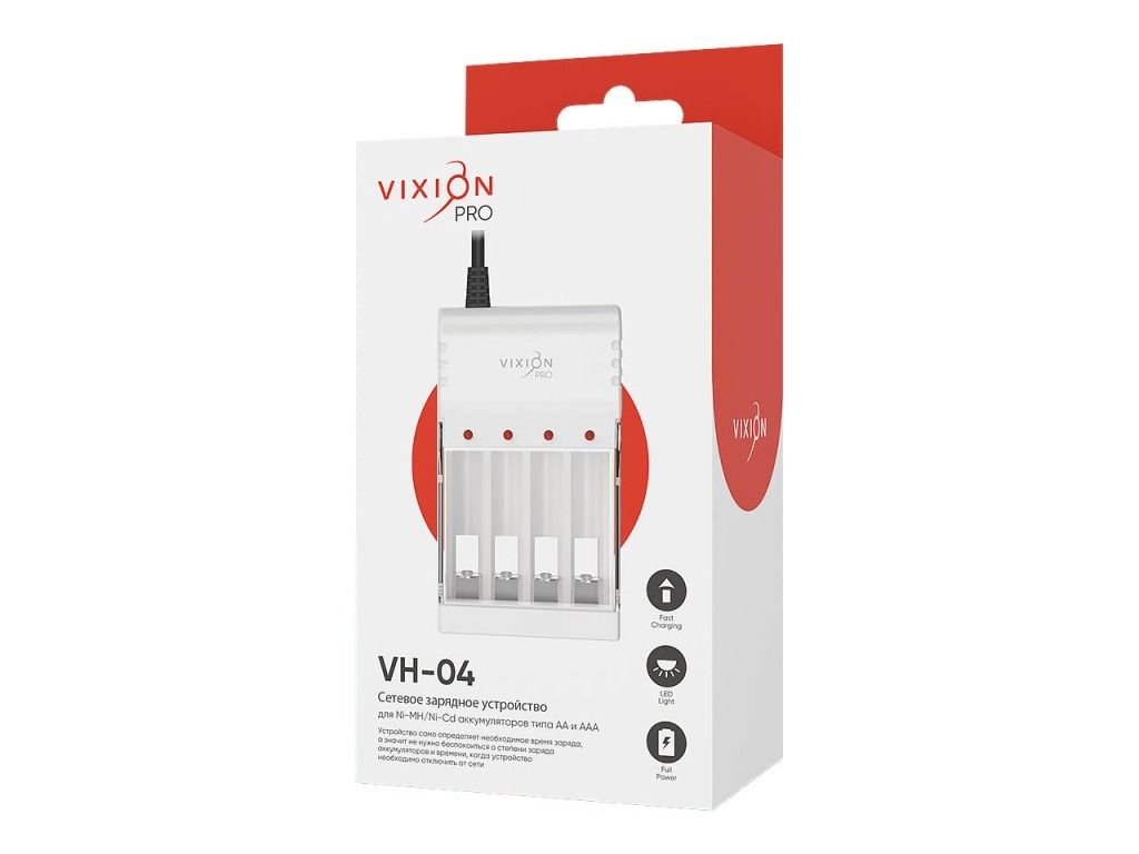 Зарядное устройство Vixion VH-04 PRO AA/AAA белый