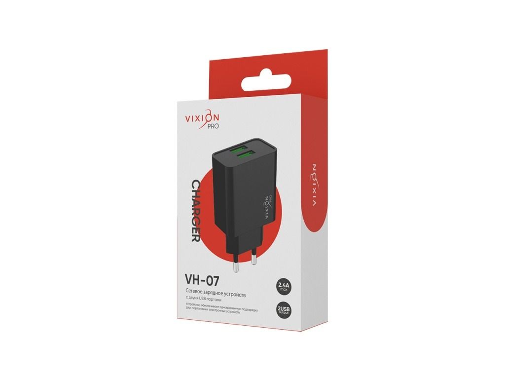 СЗУ Vixion VH-07 2.4A для USB PRO черный