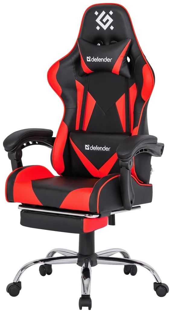 Игровое кресло DEFENDER Pilot черный/красный