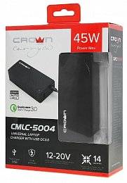 Универсальный БП CROWN CMLC-5004 45Вт USB QC3.0 черный
