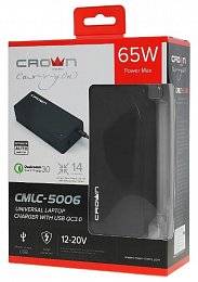 Универсальный БП CROWN CMLC-5006 65Вт USB QC3.0 черный