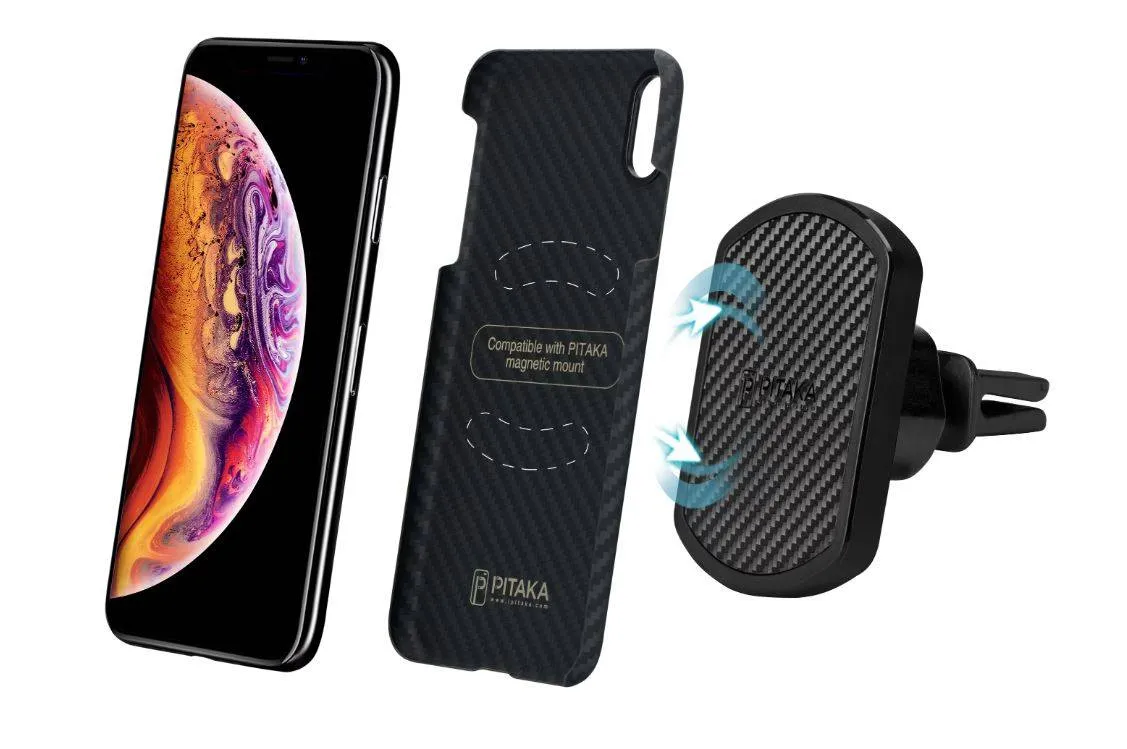 Чехол для iPhone XS Max PITAKA MagCase черный/серый купить в интернет  магазине, цена 3 490 руб в ЭЛЕКС