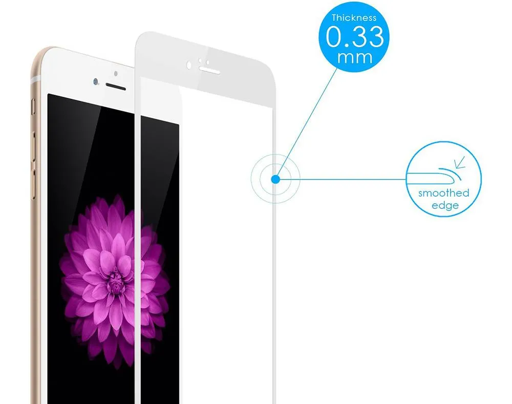 Защитное стекло для iPhone 7/8 ONEXT Full Screen с силиконовыми краями  белый купить в интернет магазине, цена 100 руб в ЭЛЕКС