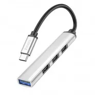 Концентратор USB-С HOCO HB26 4 in 1 adapter серый