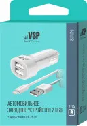 АЗУ VSP 2USB, 2,4A + дата-кабель 8pin, 2А черный