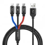 Кабель USB 2.0 ATOM 3 in 1 Type-C, MicroUSB, Lightning черный