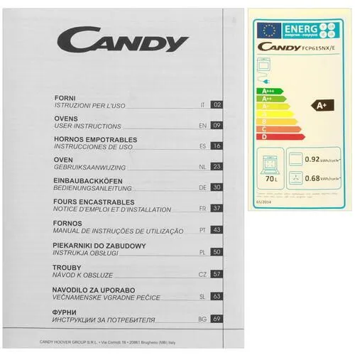 Духовой шкаф candy fcp615nx e